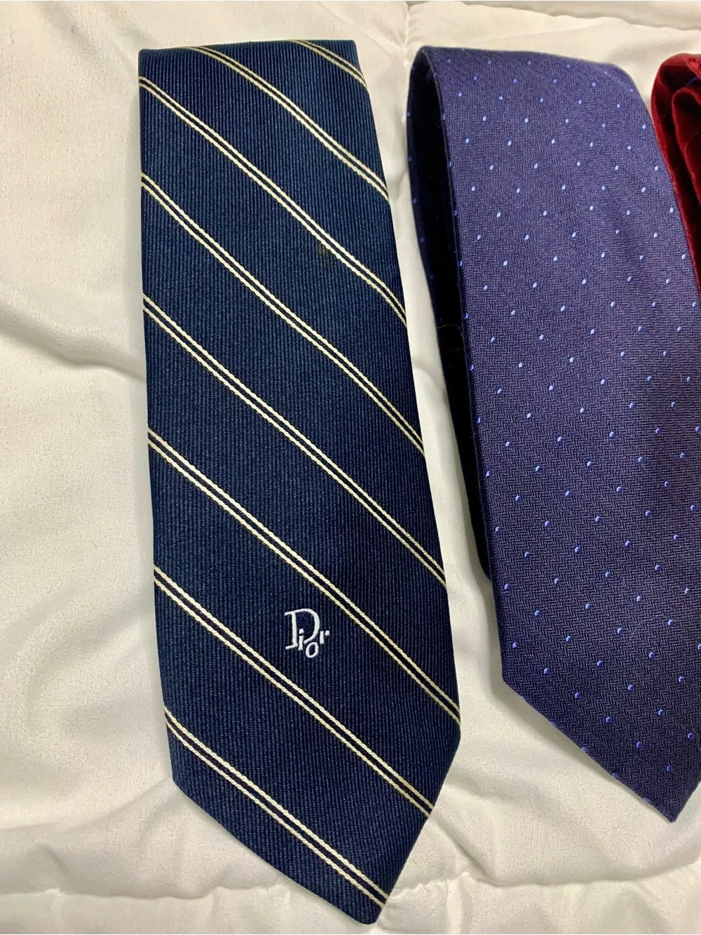 Designer Men's Tie Set - Navy, Dark Blue, Red